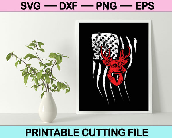 Flag And Dear Hunting SVG PNG Cutting Printable Files