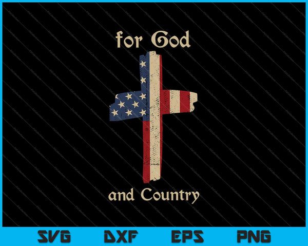For God and Country Cross American Flag SVG PNG Cutting Printable Files