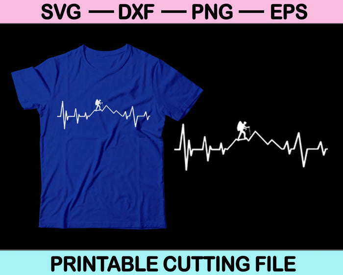 Senderismo Heartbeat SVG PNG Cortar archivos imprimibles