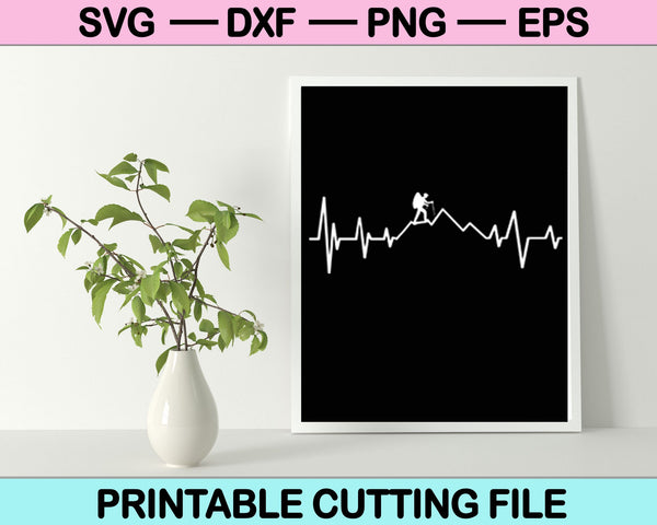 Hiking Heartbeat SVG PNG Cutting Printable Files