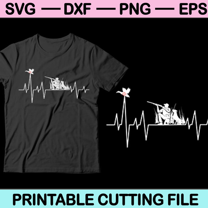 Caza y pato latido del corazón SVG PNG cortando archivos imprimibles