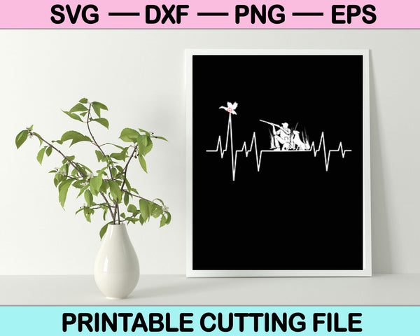 Caza y pato latido del corazón SVG PNG cortando archivos imprimibles