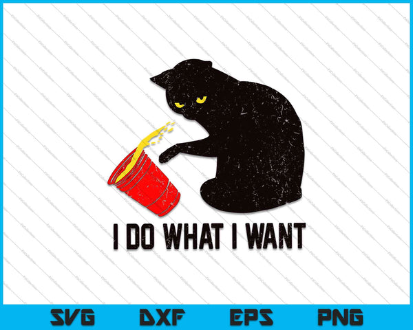 Hago lo que quiero gato negro taza roja divertido SVG PNG cortando archivos imprimibles