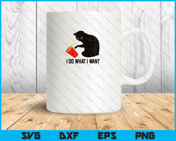 Hago lo que quiero gato negro taza roja divertido SVG PNG cortando archivos imprimibles