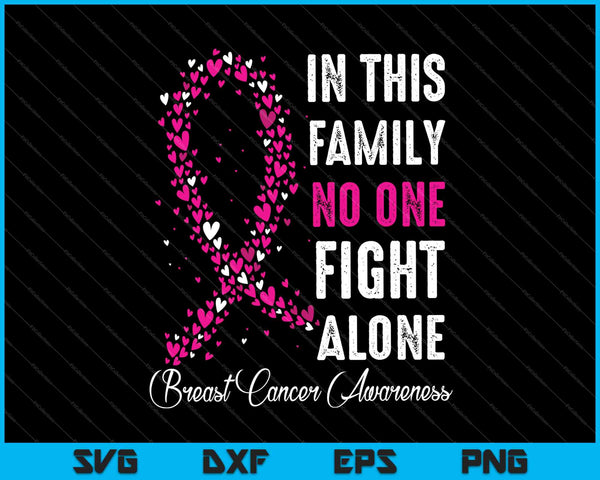 In this family no one fight alone breast cancer awareness SVG cut file