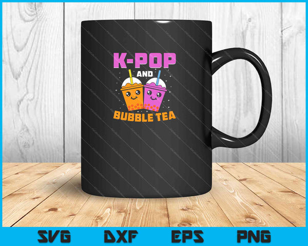K-pop en Bubble Tea SVG PNG snijden afdrukbare bestanden