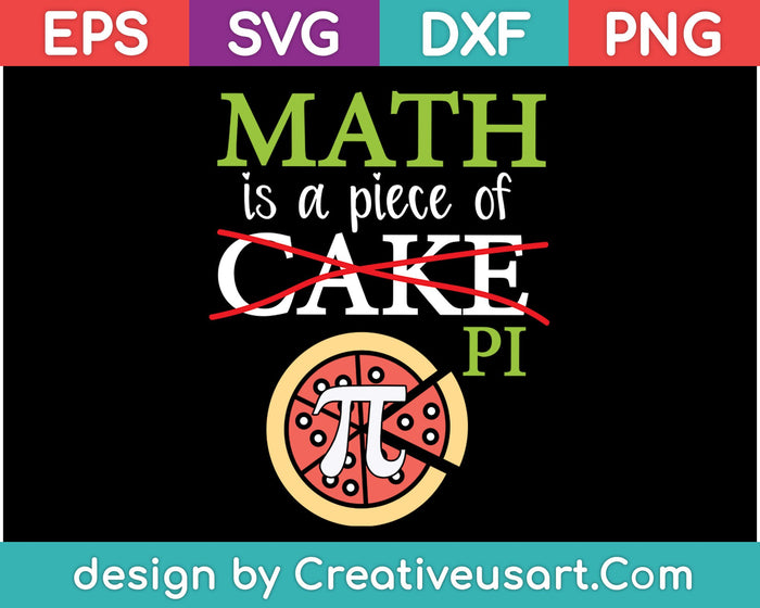 Wiskunde is een stukje (taart) Pi Grappige Wiskunde Pi Dag SVG PNG Snijden afdrukbare bestanden