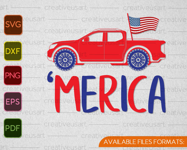 Merica US Flag with Jeep SVG PNG Cutting Printable Files