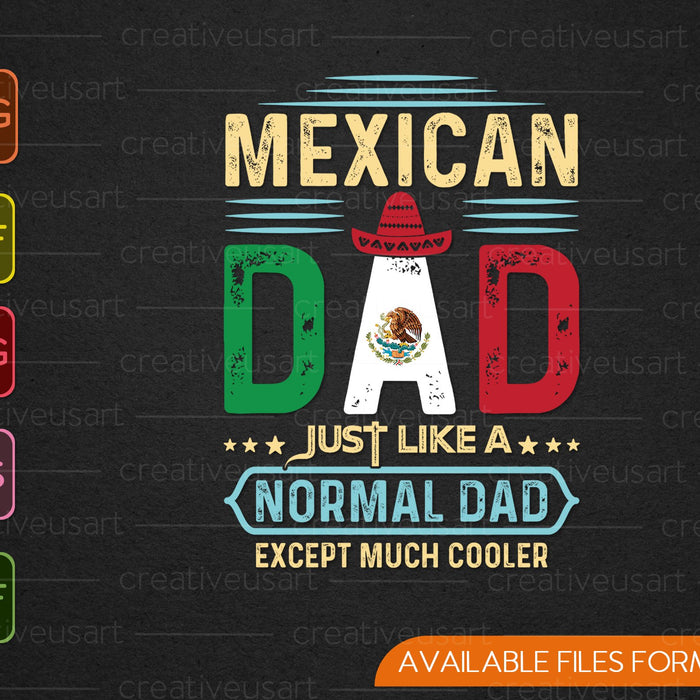 Mexican Dad Just Like Normal Dad Except Much Cooler Mexico SVG PNG Printable Files