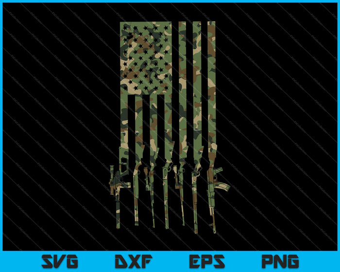 Military Gun American Flag SVG PNG Cutting Printable Files