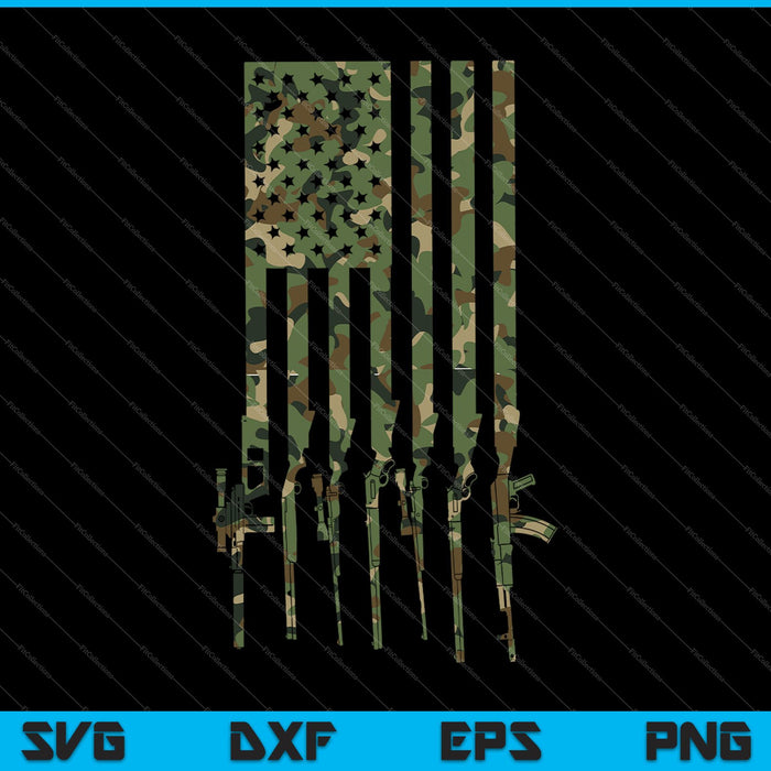 Military Gun American Flag SVG PNG Cutting Printable Files