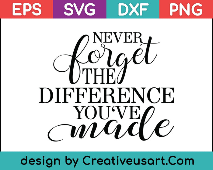 Nunca olvides la diferencia que has hecho: archivos imprimibles de corte SVG PNG