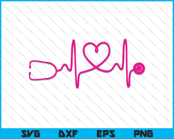 Verpleegkundige stethoscoop Heartbeat SVG PNG snijden afdrukbare bestanden