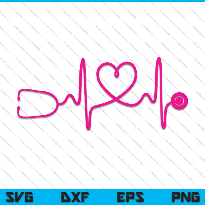 Verpleegkundige stethoscoop Heartbeat SVG PNG snijden afdrukbare bestanden
