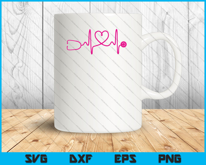 Verpleegkundige stethoscoop Heartbeat SVG PNG snijden afdrukbare bestanden