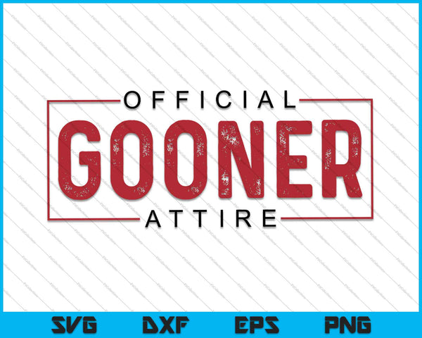 Officiële Gooner kleding SVG PNG snijden afdrukbare bestanden