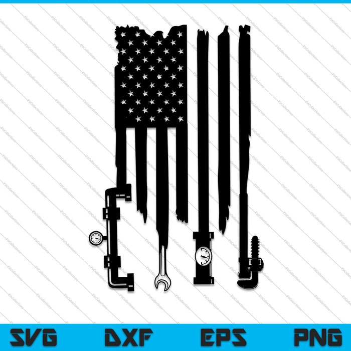 Plumber American Flag SVG PNG Cutting Printable Files