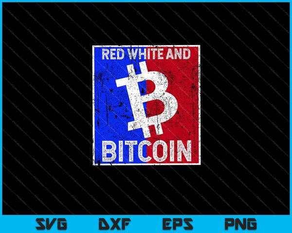 Rojo, blanco y Bitcoin SVG cortando archivos imprimibles