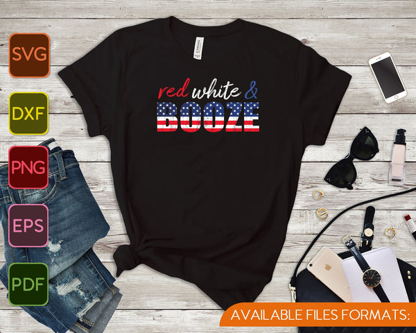 Red White and Booze SVG PNG Cutting Printable Files - on a t-shirt