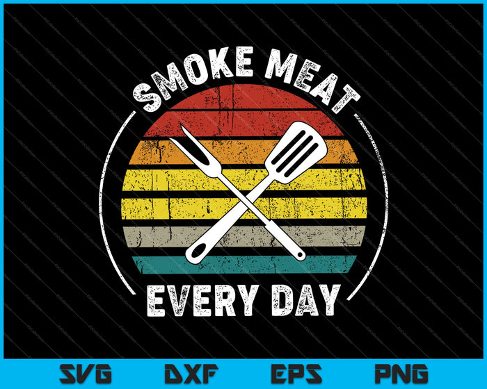 Grappige BBQ grillen rook vlees dagelijks SVG PNG snijden afdrukbare bestanden