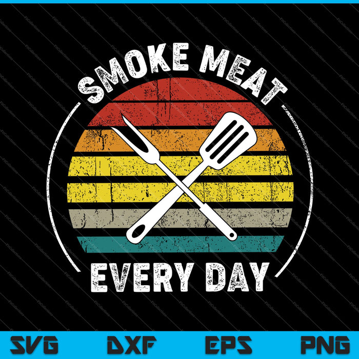 Grappige BBQ grillen rook vlees dagelijks SVG PNG snijden afdrukbare bestanden