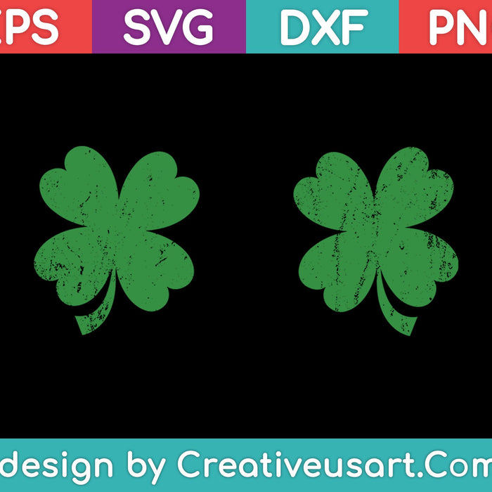 St Patricks Day 2 leaf clover SVG PNG Cutting Printable Files