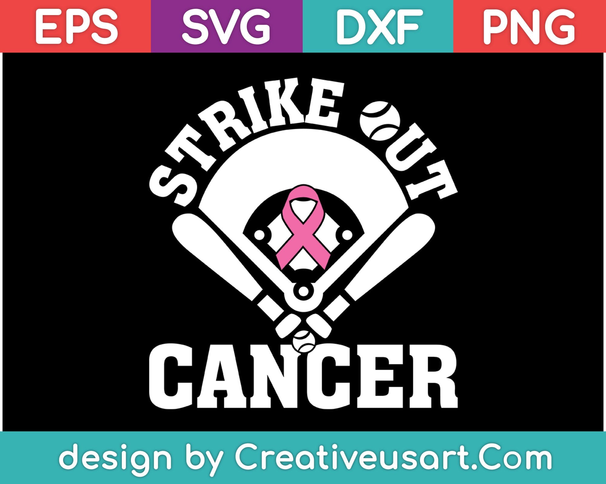 Strike Out Cancer Baseball Awareness Svg Design