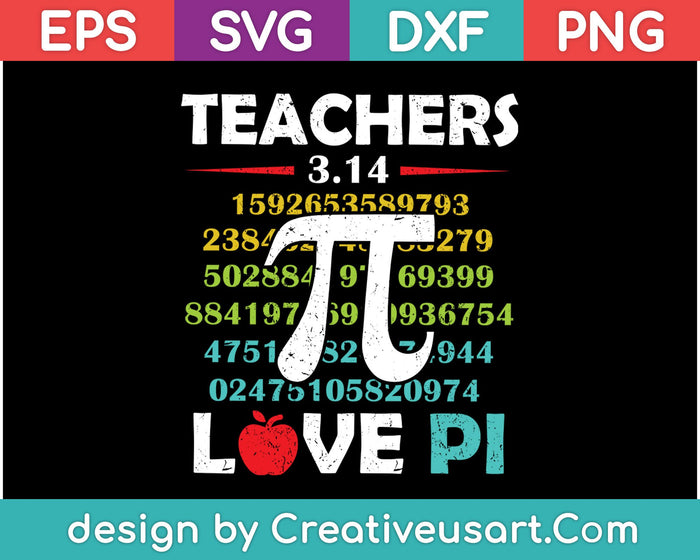 Leraren houden van Pi Day SVG PNG snijden afdrukbare bestanden