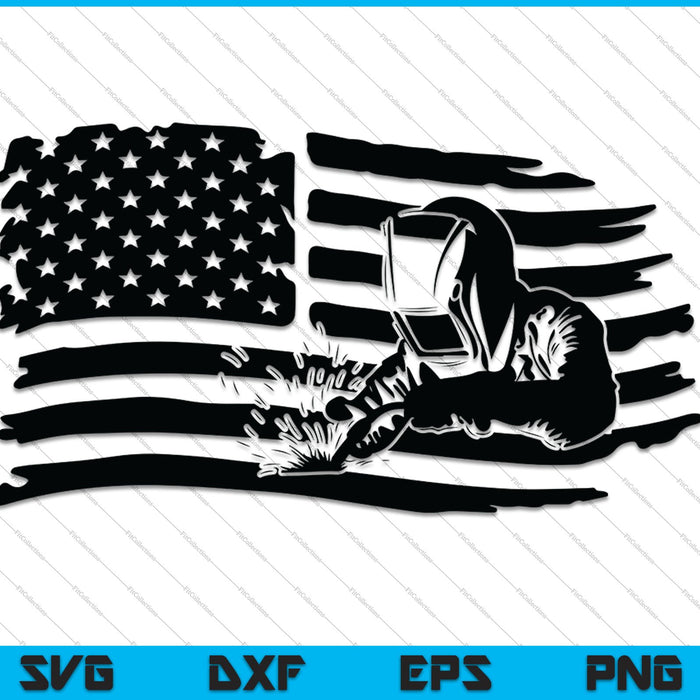 Soldador Bandera Americana SVG PNG Cortando Archivos Imprimibles