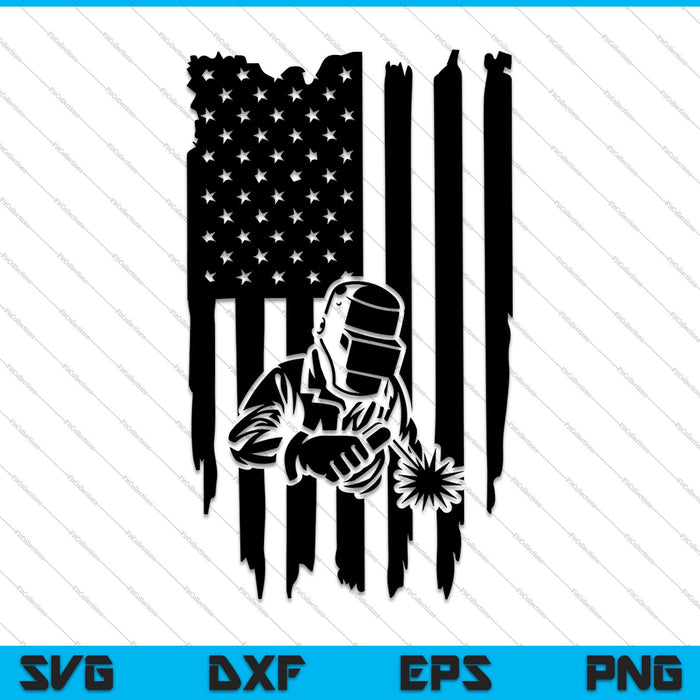 Bandera de soldador americano SVG PNG cortando archivos imprimibles